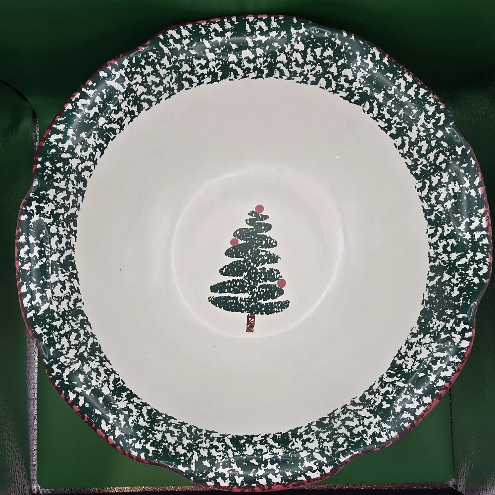 Furio Christmas Tree Compote Bowl Pedestal Ruffle Centerpiece 1997 Italy